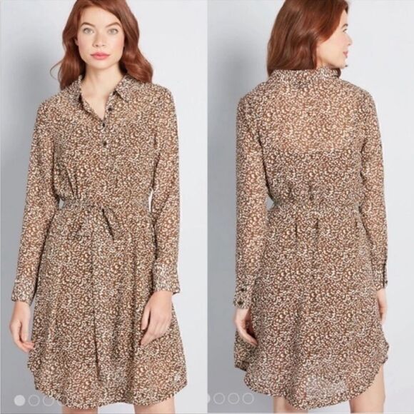 ModCloth Brown Leopard Print "A Fine Design" Shirt Dress - Picture 11 of 13